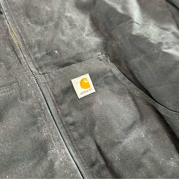Vintage Carhartt Jacket Mens XL Navy Blue Hooded Active Workwear Outdoor Canvas - Picture 3 of 7